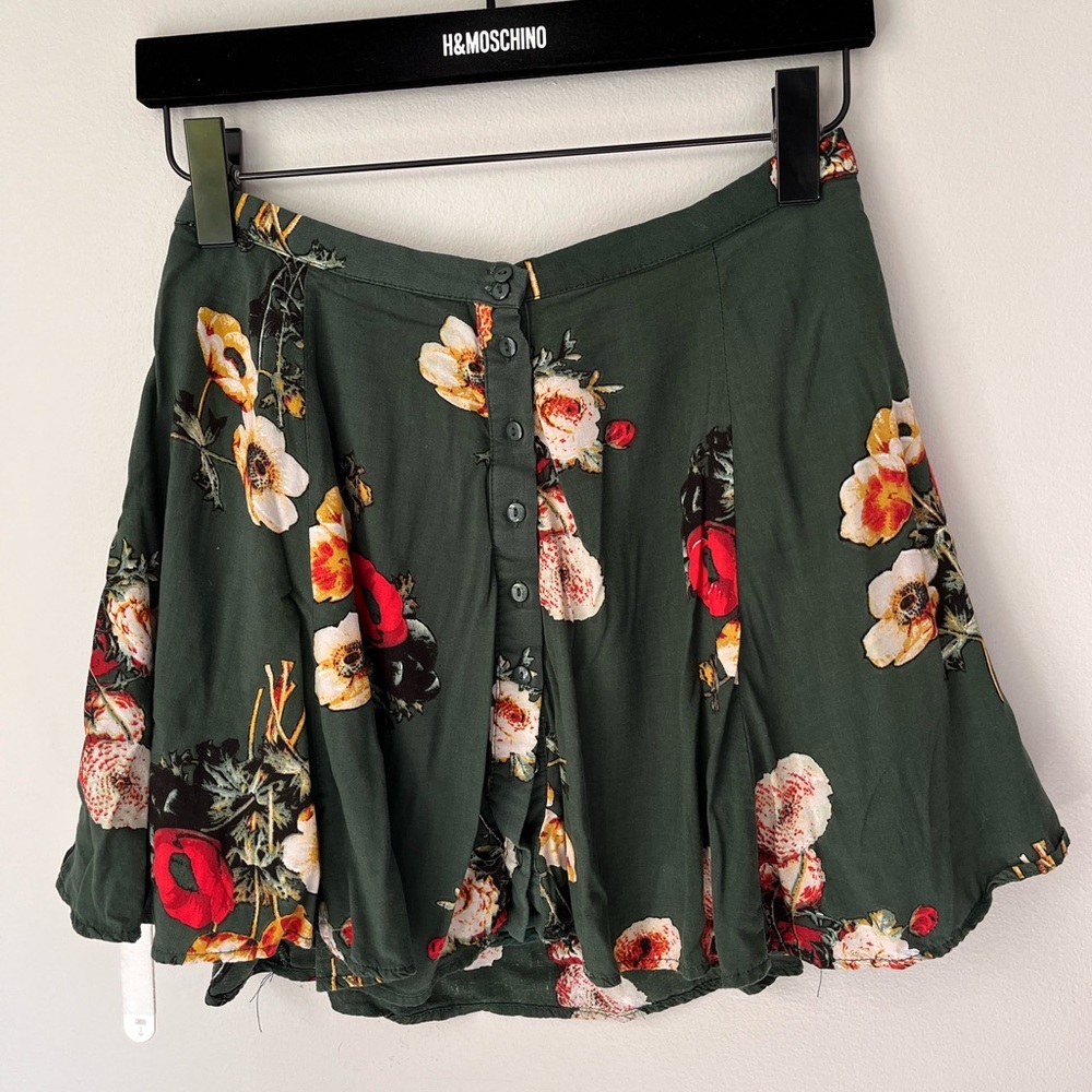Urban Outfitters Floral Green Mini Skirt